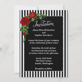 Elegante invitación Boda rosa roja y negra