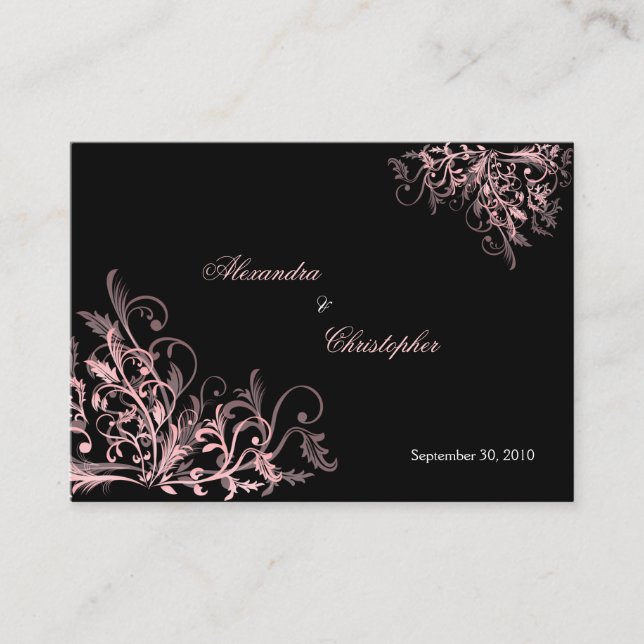 Elegante Invitación Boda RSVP de Swirls Rosado Min (Anverso)