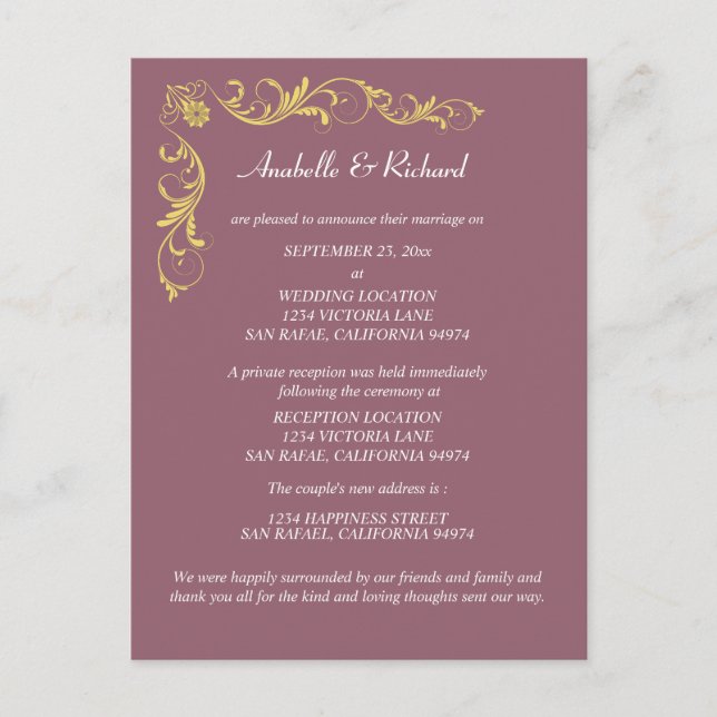 Elegante Invitación Boda victoriana (Anverso)