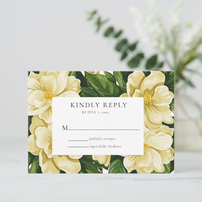 Elegante invitación botánica a la boda (Anverso de pie)