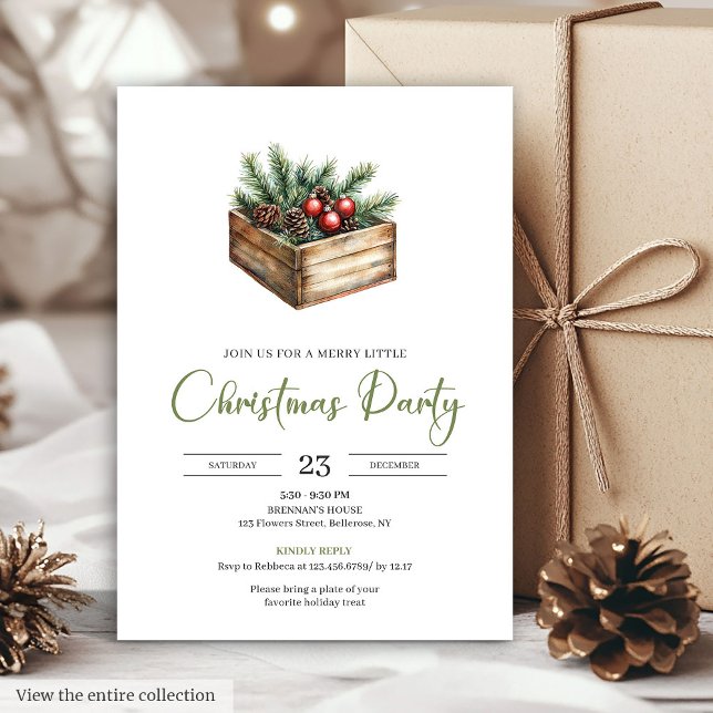 Elegante Invitación Botánica Bohemiana de Navidad  (Elegant Bohemian Earthy Botanical Christmas Invitation)