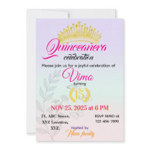 Elegante Invitación Botánica en Pastel para Quince