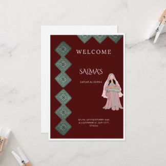 Elegante invitación Burgundy y Rosa Laylat al Henn