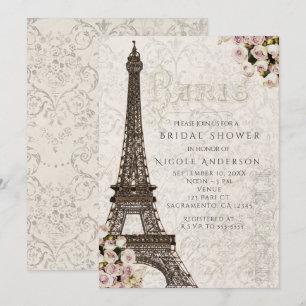 Elegante invitación chic de París Torre Eiffel y r