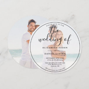 Elegante Invitación Circular de Boda con Foto