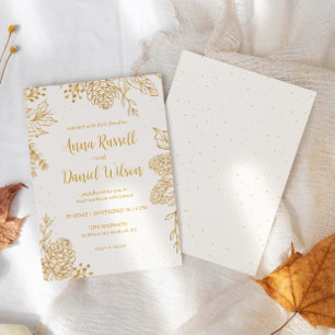 Elegante Invitación Clásica de Boda de Navidad