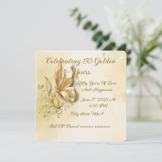 Elegante invitación clásica de mariposa de tierra (Anverso de pie)