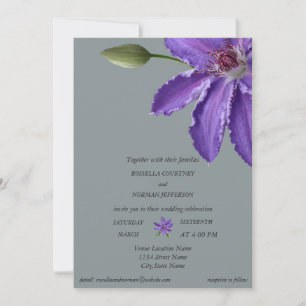 Elegante invitación color púrpura y gris plateado