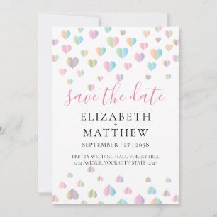 Elegante Invitación Colorful Heart Speckles Design