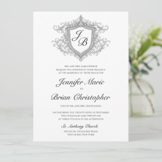 Elegante invitación con cresta monogramada