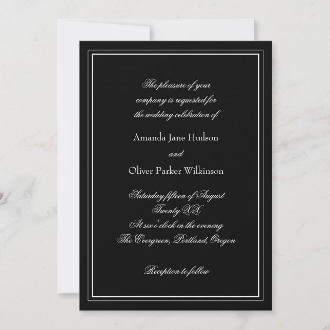 Elegante Invitación Con Dos Bordes Y Texto De Scri (Anverso)