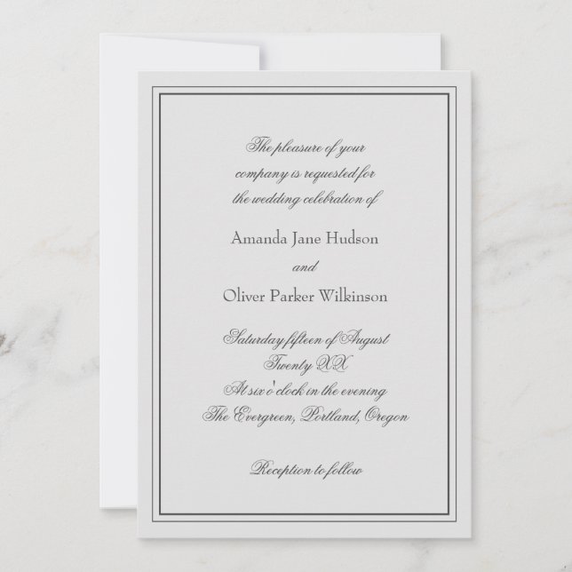 Elegante Invitación Con Dos Bordes Y Texto De Scri (Anverso)