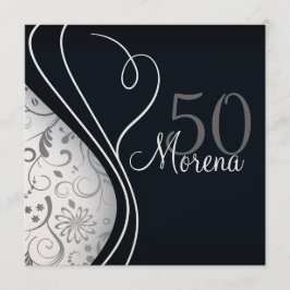 Elegante invitación cuadrada negra