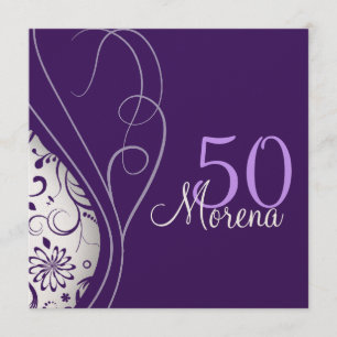 Elegante invitación cuadrada violeta