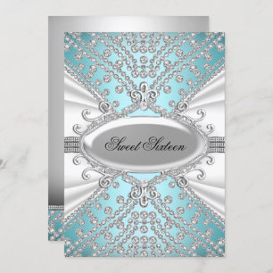 Elegante invitación de 16 Fiestas de Diamond Blue 