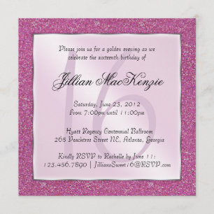 Elegante Invitación de 16 Purpurinas color rosa du