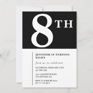 Elegante invitación de 8 años Chica de Moda Negra