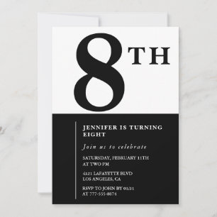 Elegante invitación de 8 años Chica de Moda Negra