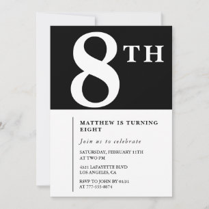 Elegante invitación de 8 años Moda negra