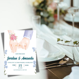 Elegante Invitación de Ahorre la Fecha para Boda