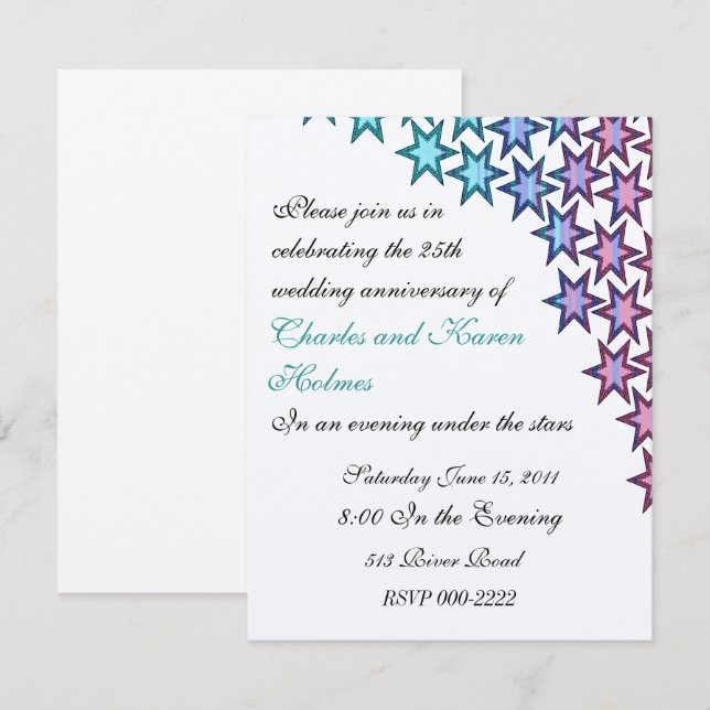 Elegante invitación de aniversario de boda (Anverso / Reverso)