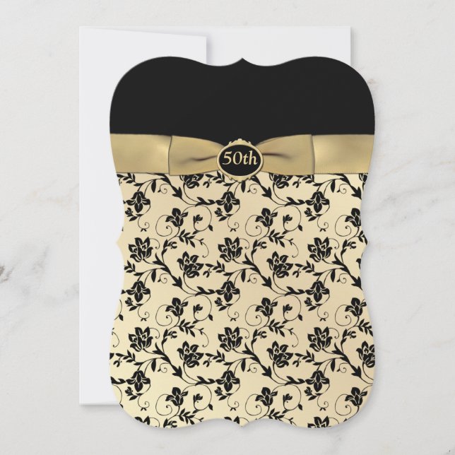 Elegante invitación de aniversario número 50 en ne (Anverso)