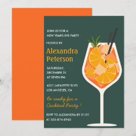Elegante invitación de Año Nuevo Cocktail Modern