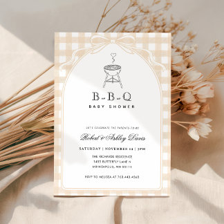 Elegante Invitación de Baby Q para Shower con Lazo