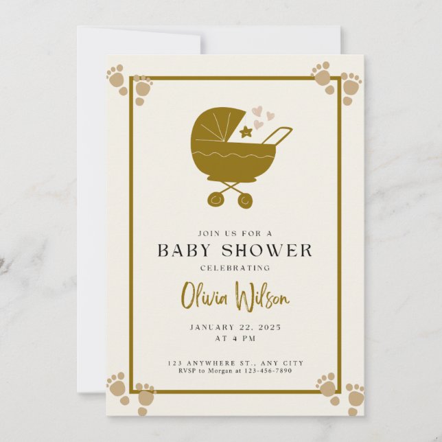 Elegante invitación de Baby Shower (Anverso)
