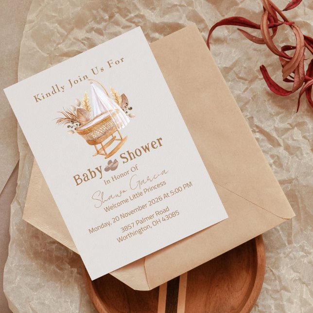 Elegante Invitación de Baby Shower a Grass Boho Pa (Subido por el creador)