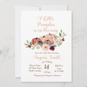 Elegante invitación de Baby Shower a la calabaza d