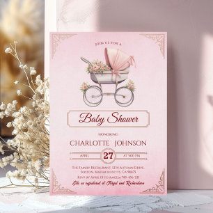 Elegante invitación de Baby Shower a Relieve metal