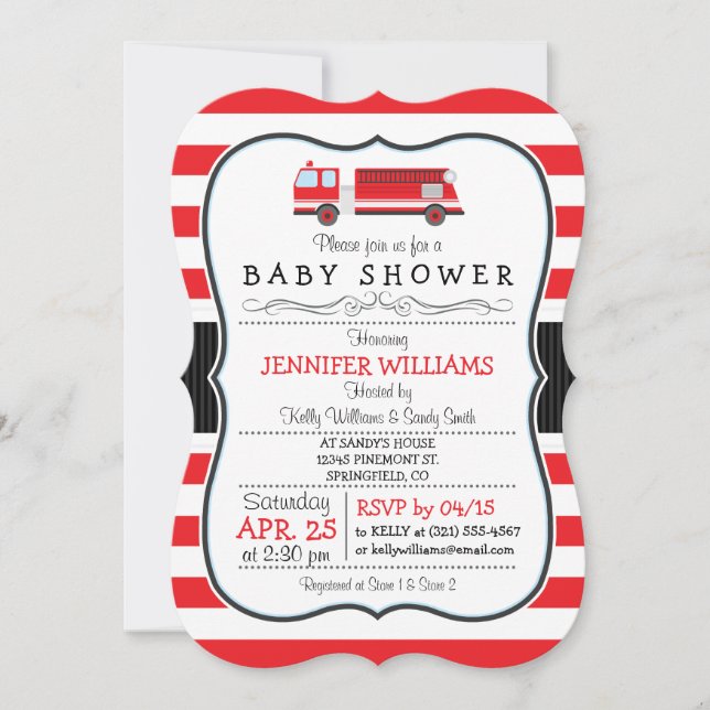 Elegante invitación de Baby Shower a un camión de  (Anverso)
