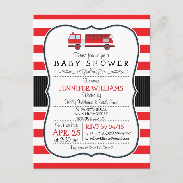 Elegante invitación de Baby Shower a un camión de  (Anverso)