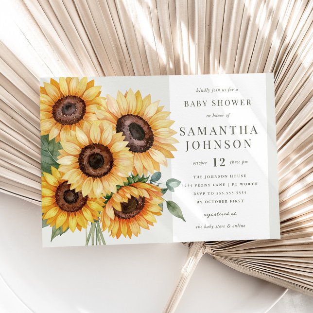 Elegante invitación de Baby Shower al girasol otoñ (Subido por el creador)