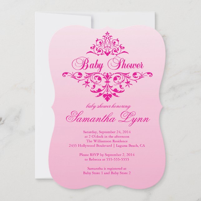 Elegante Invitación de Baby Shower color rosa nara (Anverso)