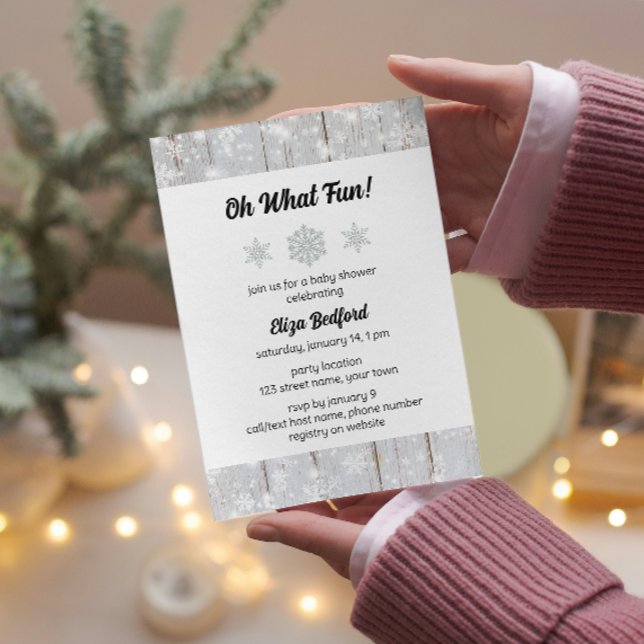 Elegante invitación de Baby Shower con copo de nie (Subido por el creador)