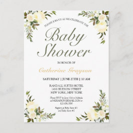 Elegante invitación de Baby Shower con flores de m