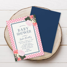 Elegante invitación de Baby Shower con flores de r
