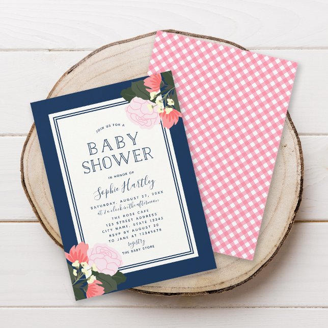 Elegante invitación de Baby Shower con flores de r (Subido por el creador)