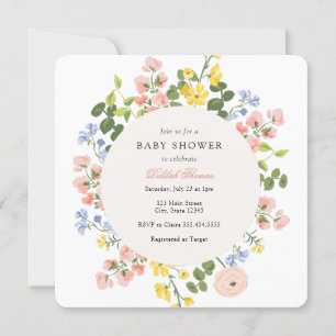 Elegante Invitación de Baby Shower con flores past