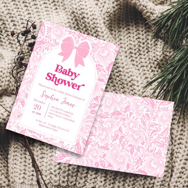Elegante Invitación de Baby Shower con flores rosa (Subido por el creador)
