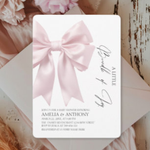 Elegante Invitación de Baby Shower con Lazo de Sat