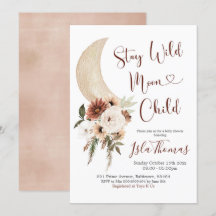 Elegante invitación de Baby Shower de Beige Boho M