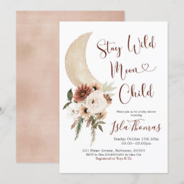 Elegante invitación de Baby Shower de Beige Boho M