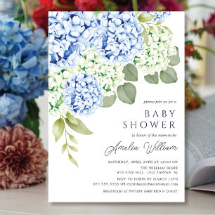 Elegante invitación de Baby Shower de Hydrangea Az