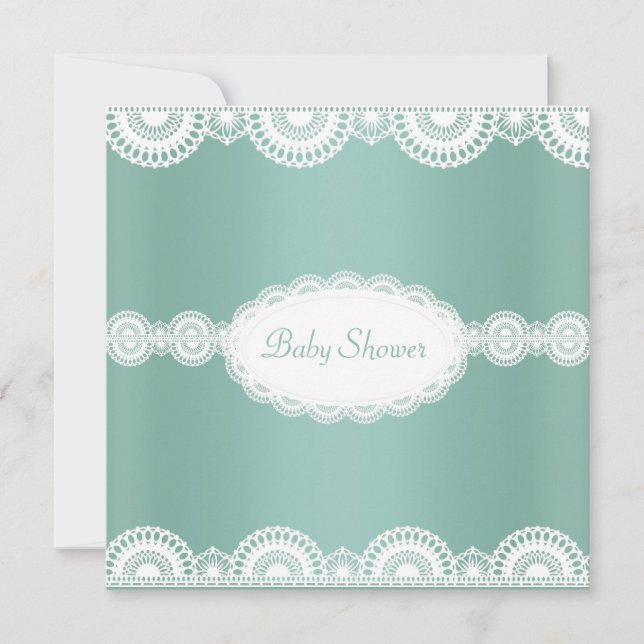 ELEGANTE INVITACIÓN DE BABY SHOWER DE MINT VERDE L (Anverso)