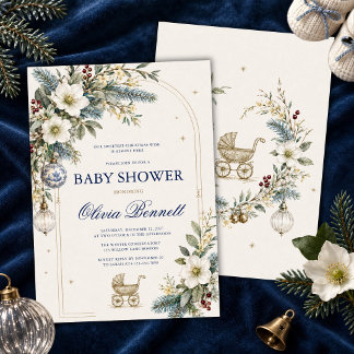 Elegante Invitación de Baby Shower de Navidad con