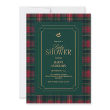 Elegante Invitación de Baby Shower de Tartán a cua