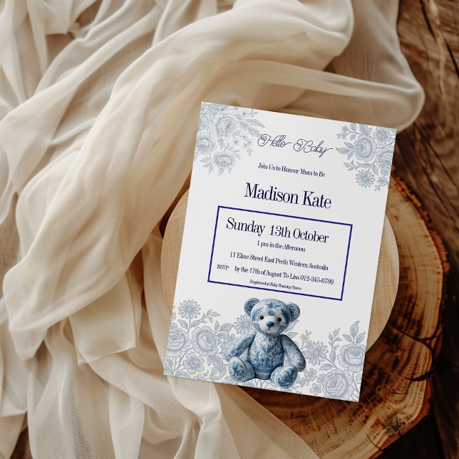 Elegante Invitación de Baby Shower de Vintage Blue (Subido por el creador)